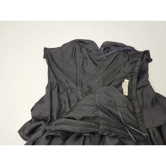 American Eagle Outfitters Womens Dress Mini Ruffle Black Strapless Size 8 - Picture 5 of 8